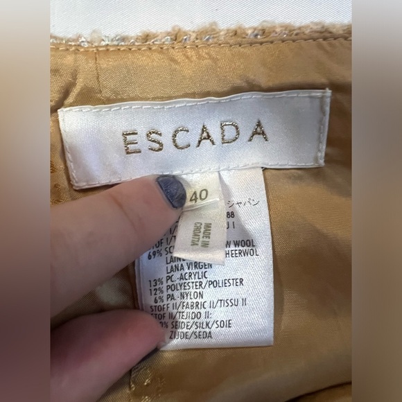 Escada Tan Tweed Blazer and Skirt Set Medium - Picture 8 of 16